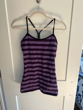 lululemon athletica Purple Striped Spaghetti Strap Camisole